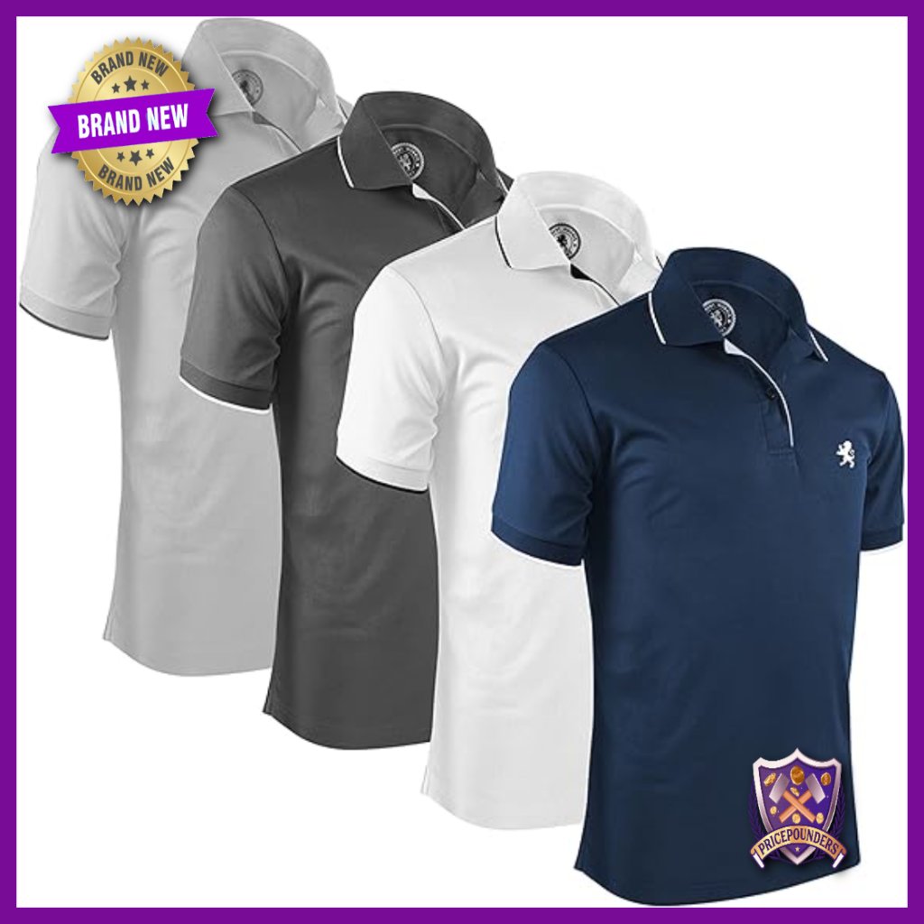 Men's Regular Fit Polo Shirts 4-Pack, Moisture Wicking Polyester